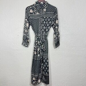 Dress Forum Kimono Style Midi Dress Medium Satin Belted Button Asian Indie Boho